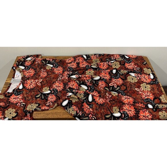 Lularoe Amelia Dress Women’s Medium M Zipper Knit Short Sleeve Fall Floral - Picture 3 of 5